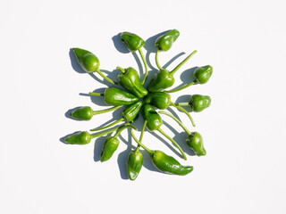 Fresh padron peppers isolated on white background