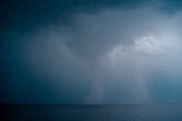 lightning over the sea in the night