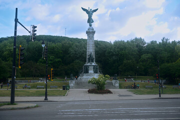Fototapeta na wymiar Montreal, Quebec / Canada - 6/30/2020: Monument of sir Georges Etienne Cartier, Mount Royal Parc Avenue.