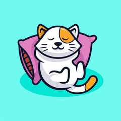Cute kawaii cat mascot design vector illustration