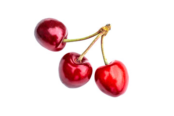 Three ripe Cherry isolated on white background