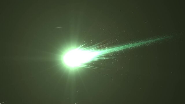 Brilliant bright green comet animation