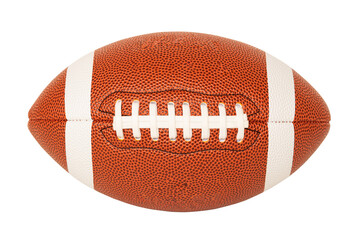 Leather American football on white background, full ball