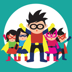 super hero with mask and cape cartoon character. vector illustration