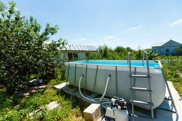 Private swimming pool at summertime