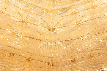 Wall of chandelier lights