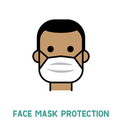 Man in face mask line icon, vector pictogram of pandemic virus prevention. Protection wear from coronavirus, air pollution, dust, flu illustration. Sign for medical equipment store. Wear your mask.