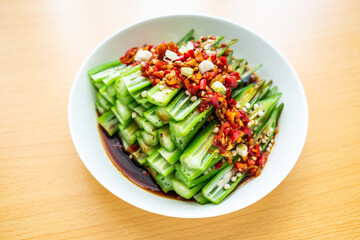 Chinese home cooking cold okra