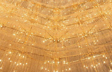 Wall of chandelier lights