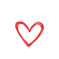 Heart doodle icon, symbol of love. Hand drawn illustration.