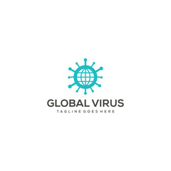 Creative modern globe world Virus logo template vector illustration