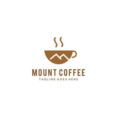 Creative Coffee mountain logo design Vector sign illustration template