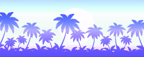 Fototapeta na wymiar tropical palm beach and ocean vector illustration