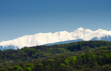 Fototapeta premium Winter landscape in Fagaras Mountains, Romania, Europe