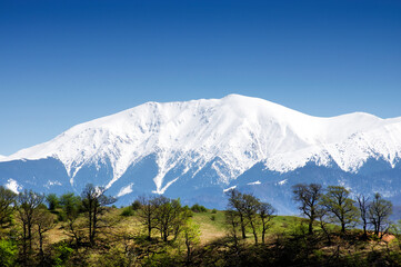 Fototapeta premium Winter landscape in Fagaras Mountains, Romania, Europe