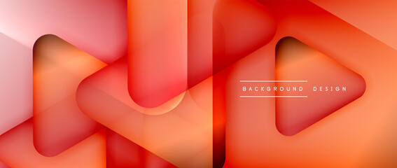Triangle shapes geometric abstract background. 3D shadow effects and fluid gradients. Modern overlapping forms wallpaper for your text message