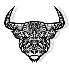 The Head Bull zentangle arts isolated on white background