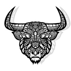 The Head Bull zentangle arts isolated on white background