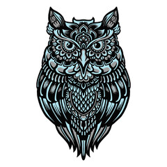 Owl bird zentangle isolated on white background
