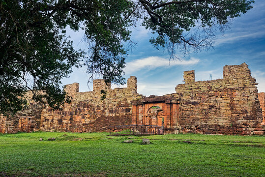 Ruins of the Jesuit reduction San Ignacio Mini of the Guaranisi, UNESCO World Heritage Site, Misiones, Argentina, South America