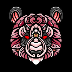 Panda head zentangle arts. Vector illustration