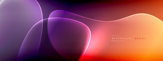 Vector abstract background - liquid bubble shapes on fluid gradient with shadows and light effects. Shiny design template for text