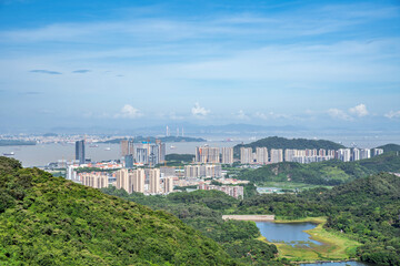 Fototapeta na wymiar Guangzhou Nansha Huangshan Lu Forest Park overlooks the Pearl River Estuary coast