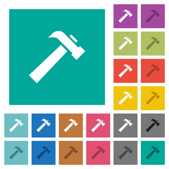 Old hammer square flat multi colored icons