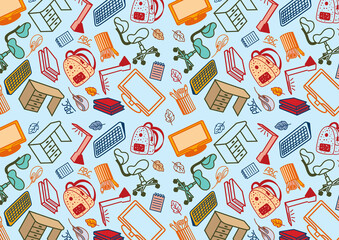 back to school color elements vector pattern