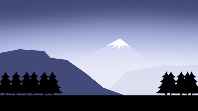 mountain landscape vector pinetree silhouette wallpaper © James