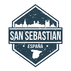 Fototapeta premium San Sebastian Spain Travel Stamp Icon Skyline City Design Tourism.