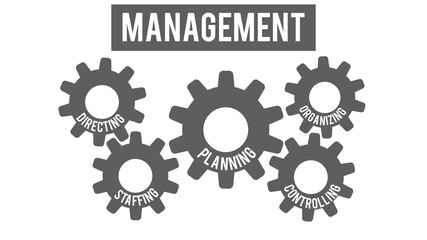 Management concept with tag cloud on background