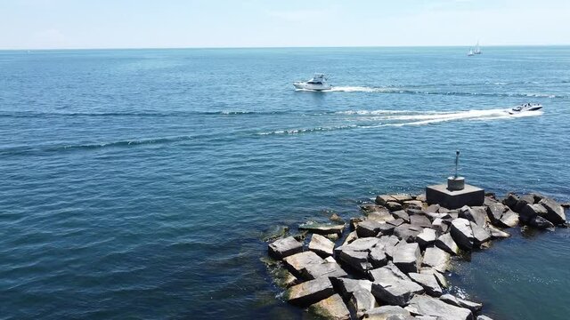 Boats riding on water