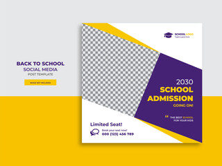 Back to school admission promotion social media post banner template design