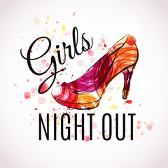 Girls night out Party design. Vector illustration for poster, flyer or banner - 363626302