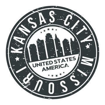 Kansas City Missouri USA Round Stamp Icon Skyline Badge.