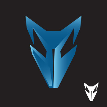 Abstract blue fox head icon symbol