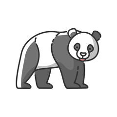 Panda bear RGB color icon. Native chinese fauna, common asian wildlife. Zoo mascot, oriental forest inhabitant. Black and white bear isolated vector illustration