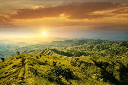 View of Hills around Bawangaja the Jain Pilgrim Center in Barwani district of southwestern Madhya Pradesh, India.