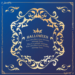 ハロウィンのフレーム素材、10月、アンティークな装飾、ビンテージな模様、植物のツタ