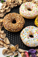 donut  and flower leaves