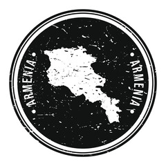 Armenia Map Symbol Round Design Stamp Travel and Business.