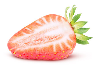 ripe sliced red strawberry isolated on white