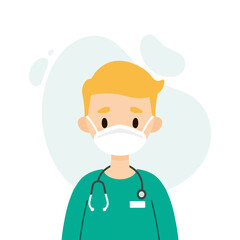 Male doctor/nurse wearing a mask