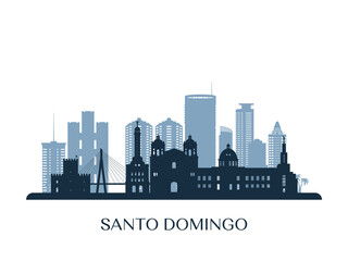 Santo Domingo skyline, monochrome silhouette. Vector illustration. - obrazy, fototapety, plakaty