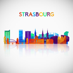 Strasbourg skyline silhouette in colorful geometric style. Symbol for your design. Vector illustration. - obrazy, fototapety, plakaty