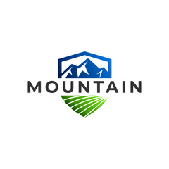 shield with mountain logo template