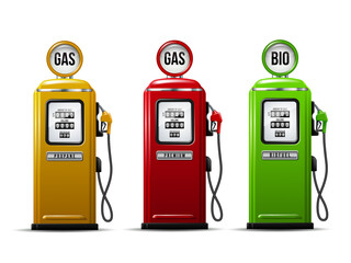 Set of bright Gas station pump icon. Realistic Vector illustration - 363638175