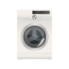 Obraz premium White washing machine isolated on a white background. Realistic vector washing machine.
