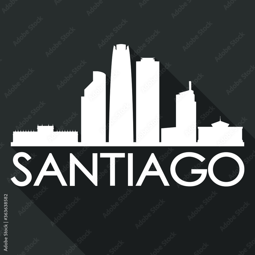 Wall mural santiago flat icon skyline silhouette design city vector art famous buildings.